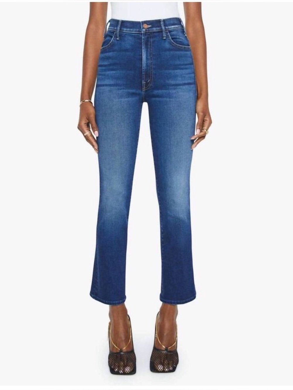 MOTHER women's 28 the hustler ankle blue jeans in taking chances